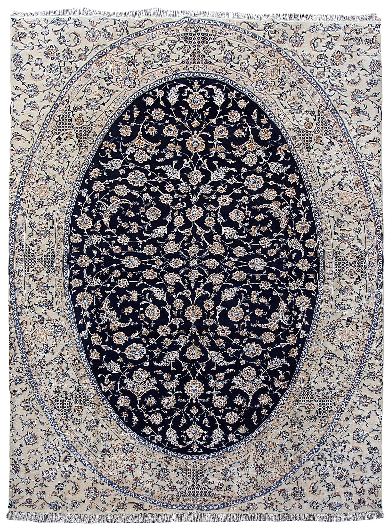 9.7 x 13.4 Persian Nain Rug 6 La 400 KPSI Wool and Silk Handmade Iran: 9.7 x 13.4 Persian Nain Rug 6 La 400 KPSI Wool and Silk Handmade Iran Free continental US Shipping This authentic Persian Nain rug measures 9.7 x 13.4 feet and is hand-knotted in Iran using a blend of