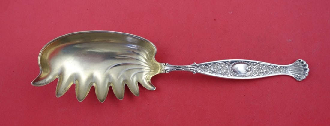 Whiting Hyperion Sterling Silver Fried Oyster Server 9.5 Gold Washed (1 of 2)