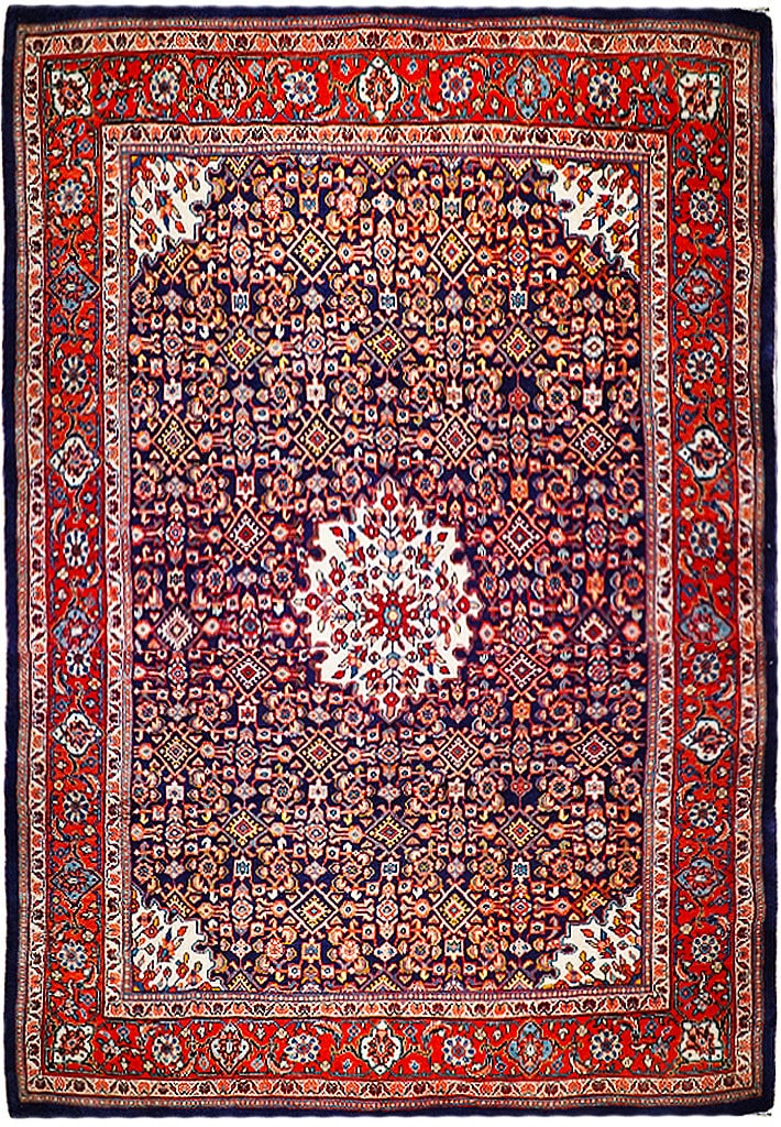 8.5 x 12.4 Blue Herati Mahal Handmade Persian Wool Rug: 8.5 x 12.4 Blue Herati Mahal Handmade Persian Wool Rug Free continental US Shipping This handmade Persian rug features the classic Herati Mahal design, showcasing repeating floral rosettes and stylize