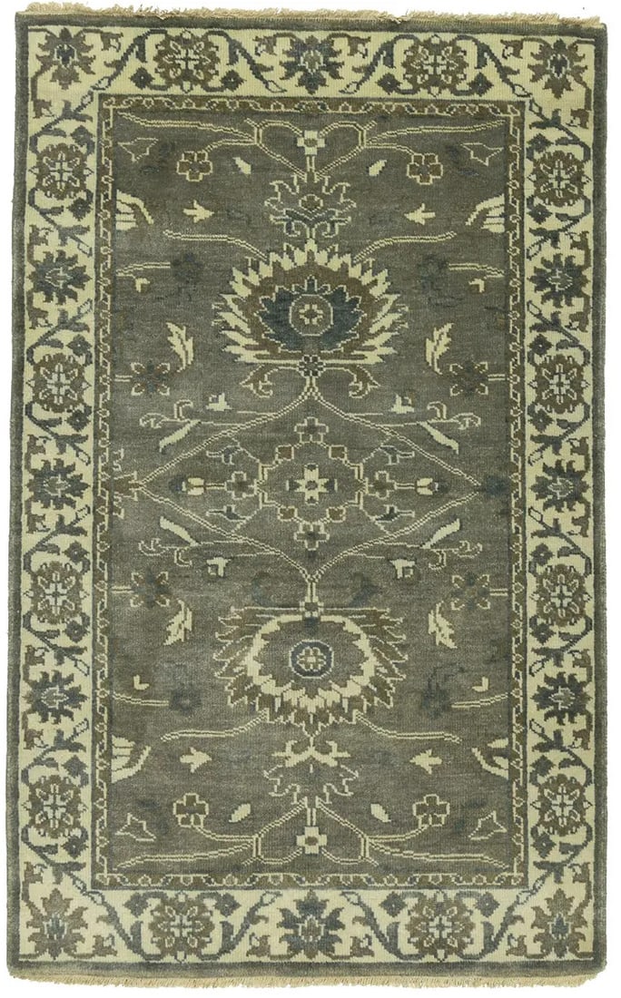 Oushak Chobi Floral Hand-Knotted Area Rug 3'1 x 5'0 Eco-Friendly Wool: Oushak Chobi Floral Hand-Knotted Area Rug 3'1 x 5'0 Eco-Friendly Wool Enhance your space with this Oushak Chobi Oriental Area Rug, a perfect addition for your foyer, entryway, or bedroom. This beautif
