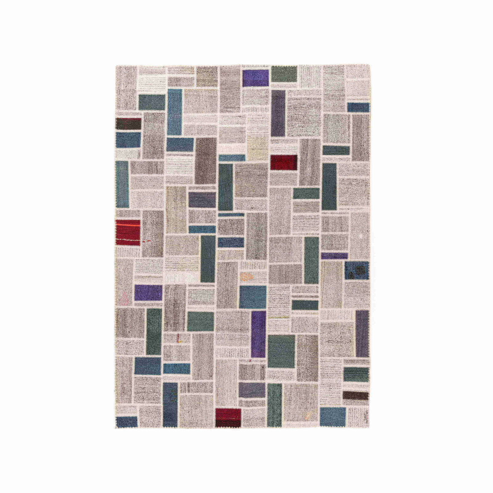 Authentic Handmade Patchwork Wool Carpet 81.1 x 116.1 Inches (1 of 8)