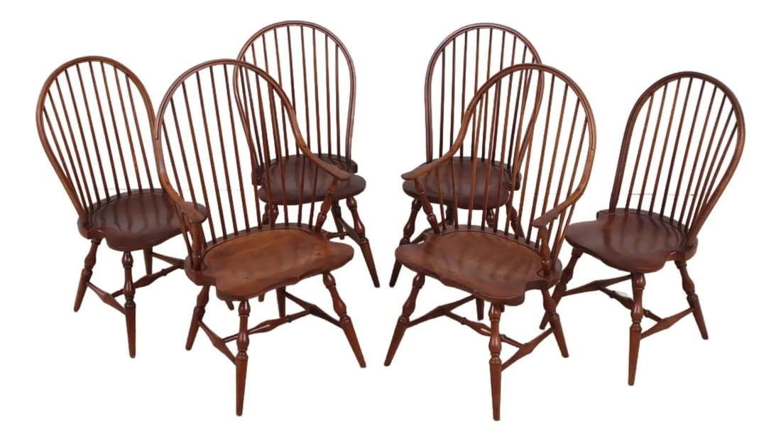 6 Robert Bergelin cherry Windsor dining chairs Set of 6 (1 of 10)