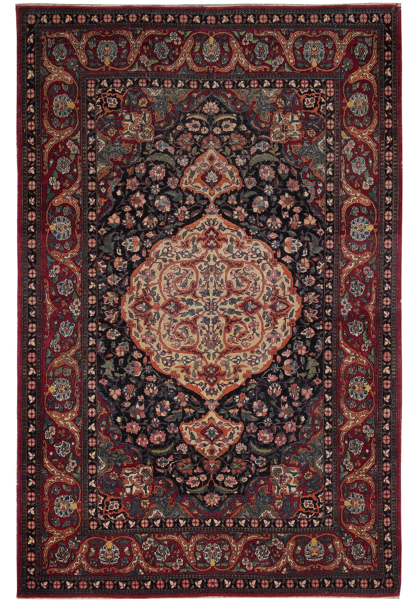 Antique Persian Esfahan Rug 4.8 x 7 Hand Knotted Wool: Antique Persian Esfahan Rug 4.8 x 7 Hand Knotted Wool Free continental US Shipping Authentic Antique Persian Esfahan rug from the 1930s, featuring a classic Chobi design with subtle floral motifs, gen