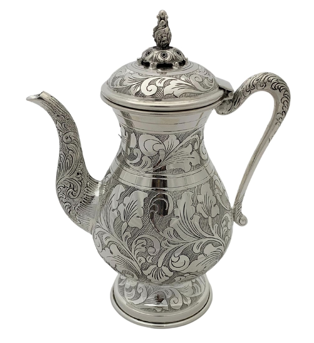 Handmade 925 Sterling Silver Swirl Floral Oil Pitcher 7.75 Inches: Handmade 925 Sterling Silver Swirl Floral Oil Pitcher 7.75 Inches This exquisite oil pitcher is crafted from fine 925 sterling silver, featuring unique handmade chased swirl floral applique designs th