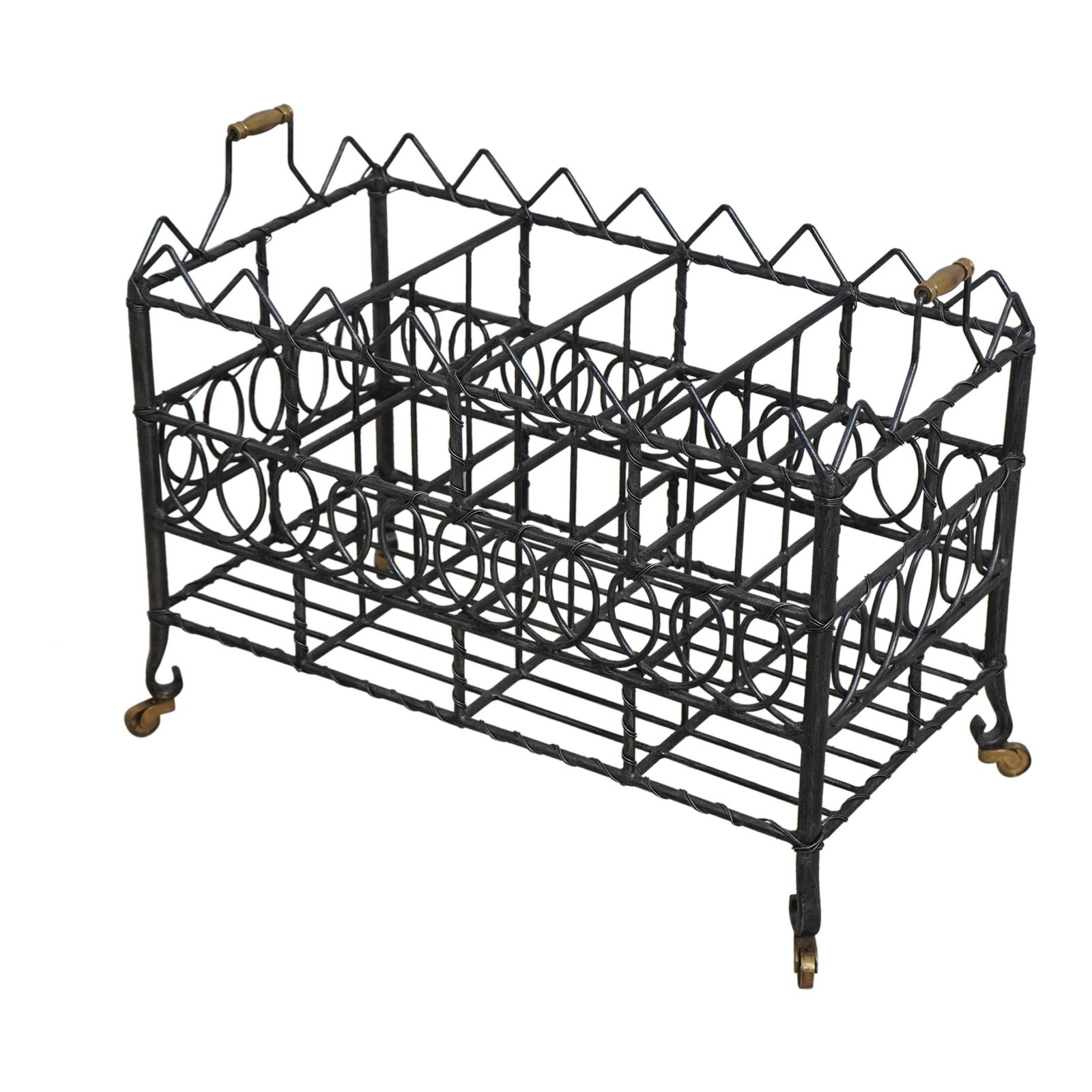 Maitland Smith Iron Brass Magazine Rack with Caster Feet (1 of 10)