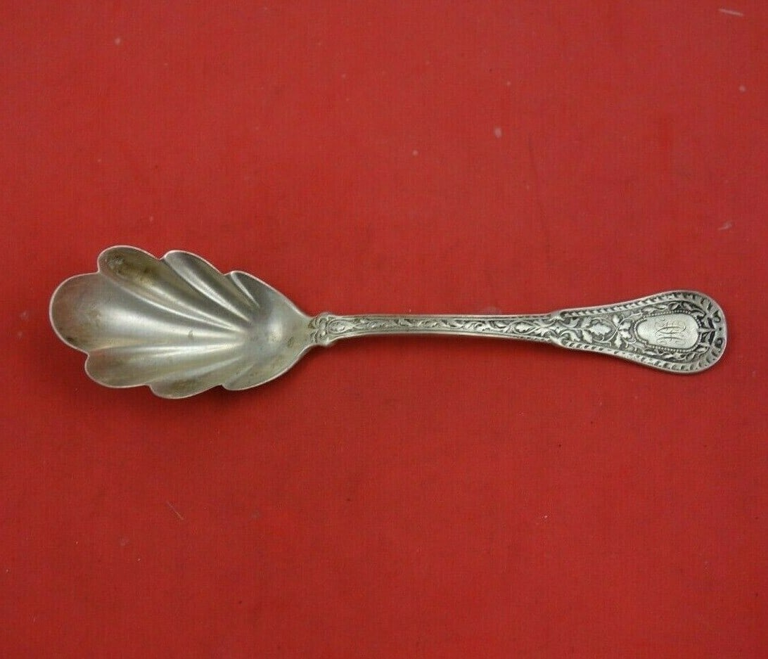 Whiting Laureate Sterling Silver Sugar Spoon 6" Shell Bowl: Whiting Laureate Sterling Silver Sugar Spoon 6" Shell Bowl This exquisite sugar spoon from the Laureate pattern by Whiting is crafted from high-quality sterling silver and features an elegant shell-sh