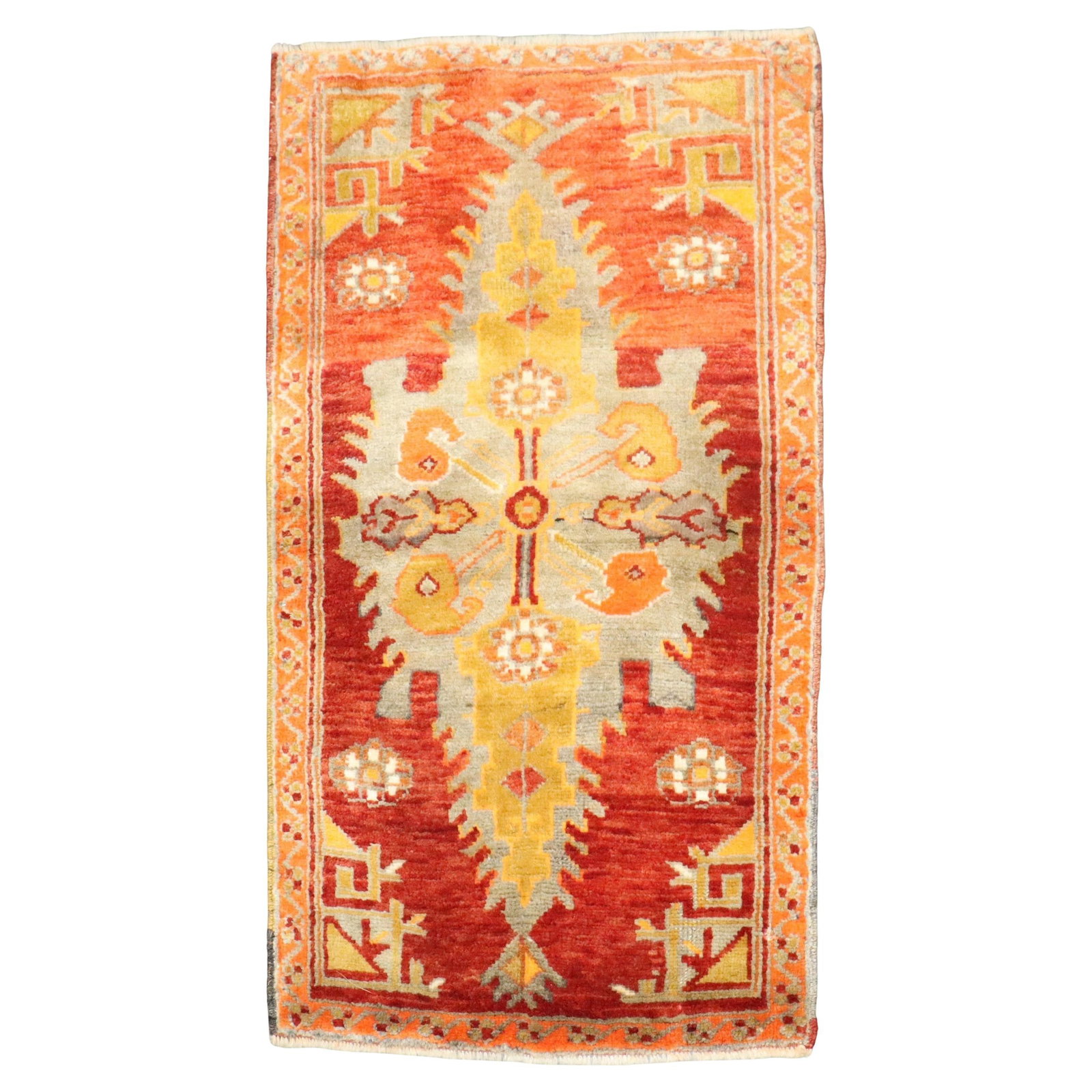 Zabihi Collection Hand-Woven Red Turkish Sivas Rug 23 x 41 in: Zabihi Collection Hand-Woven Red Turkish Sivas Rug 23 x 41 in Introducing the exquisite Zabihi Collection Red Turkish Sivas Small Rug, a stunning piece that showcases traditional craftsmanship. This h