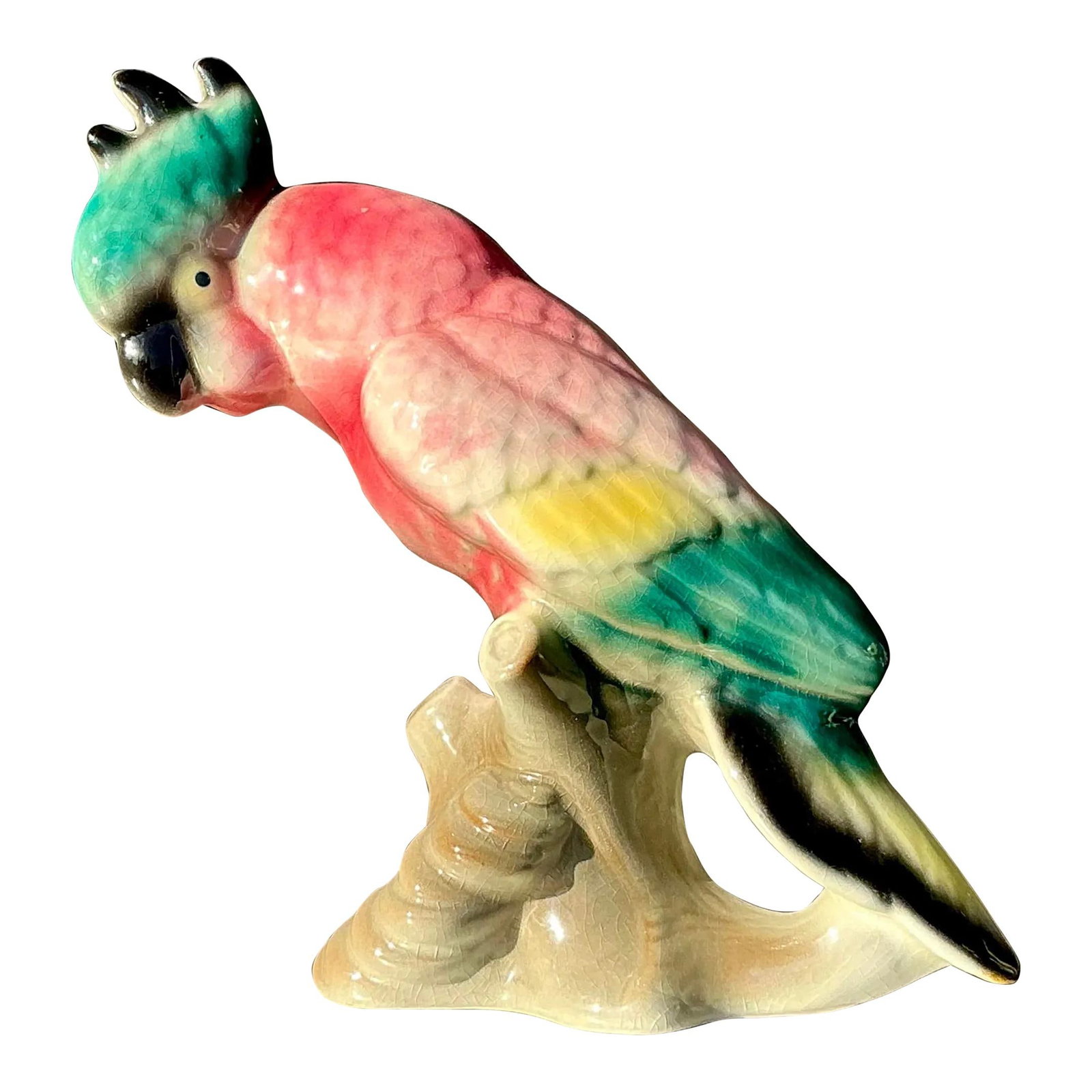 Vintage Ceramic Parrot Handcrafted in Tropical Colors: Vintage Ceramic Parrot Handcrafted in Tropical Colors Enhance your decor with this exquisite vintage glazed ceramic parrot. Expertly handcrafted, this vibrant piece features a delightful array of trop