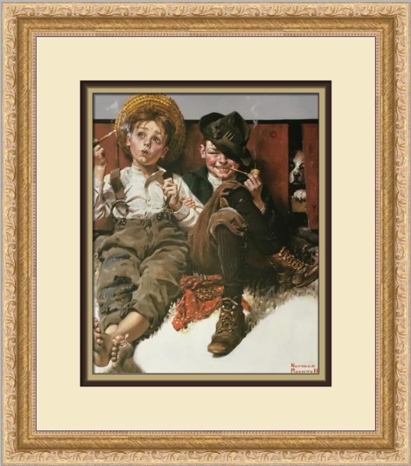 Norman Rockwell But Wait til Next Week Framed Print 16x14 Americana Art: Norman Rockwell But Wait til Next Week Framed Print 16x14 Americana Art This stunning custom framed print titled "But Wait til Next Week" is an exquisite piece by renowned artist Norman Rockwell, capt