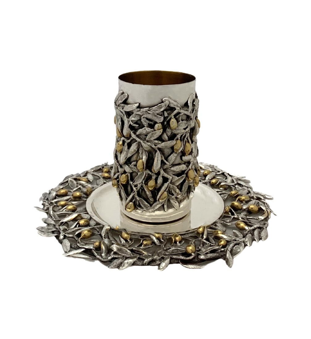 Handmade 3D Olive Tree Leaf Cup and Tray in 925 Sterling Silver (1 of 4)
