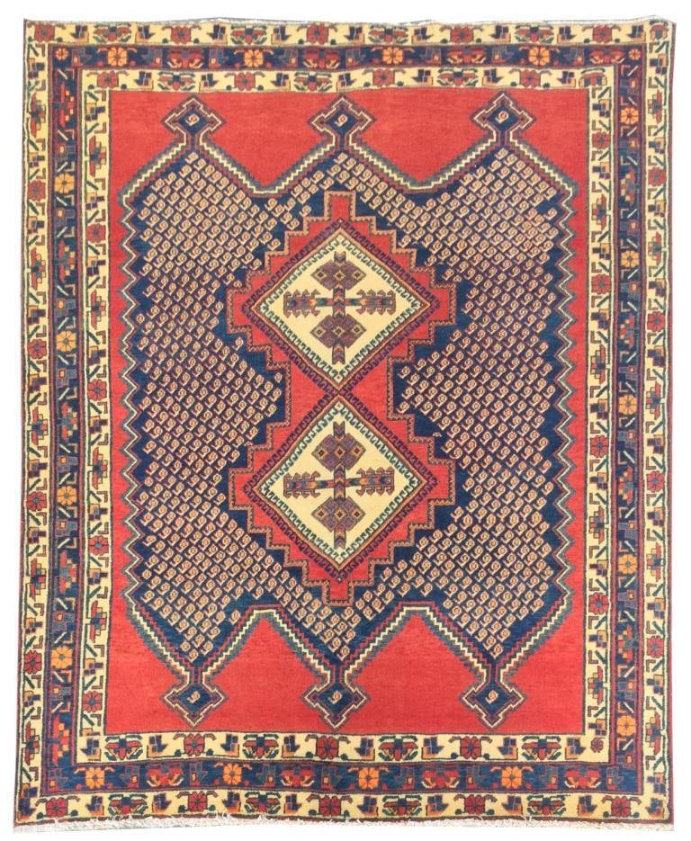Handcrafted 5.5 x 6.9 Navy Blue Persian Sirjan Rug: Handcrafted 5.5 x 6.9 Navy Blue Persian Sirjan Rug Free continental US Shipping Transform your space with this exquisite 5.5 x 6.9 Navy Blue Persian Sirjan Rug, handcrafted by skilled artisans from th