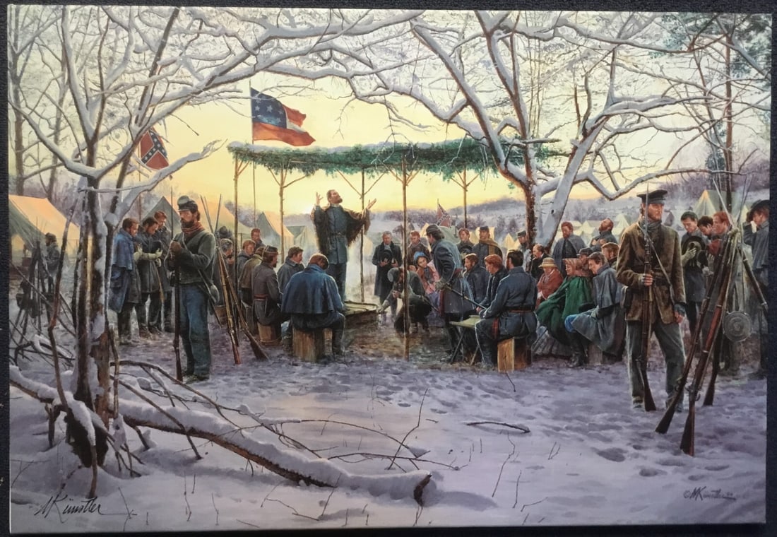 Mort Kunstler Sunrise Service Limited Edition Giclee Canvas Print Signed: Mort Kunstler Sunrise Service Limited Edition Giclee Canvas Print Signed Experience the profound imagery of "Sunrise Service" by renowned artist Mort Kunstler. This limited edition giclee print on can