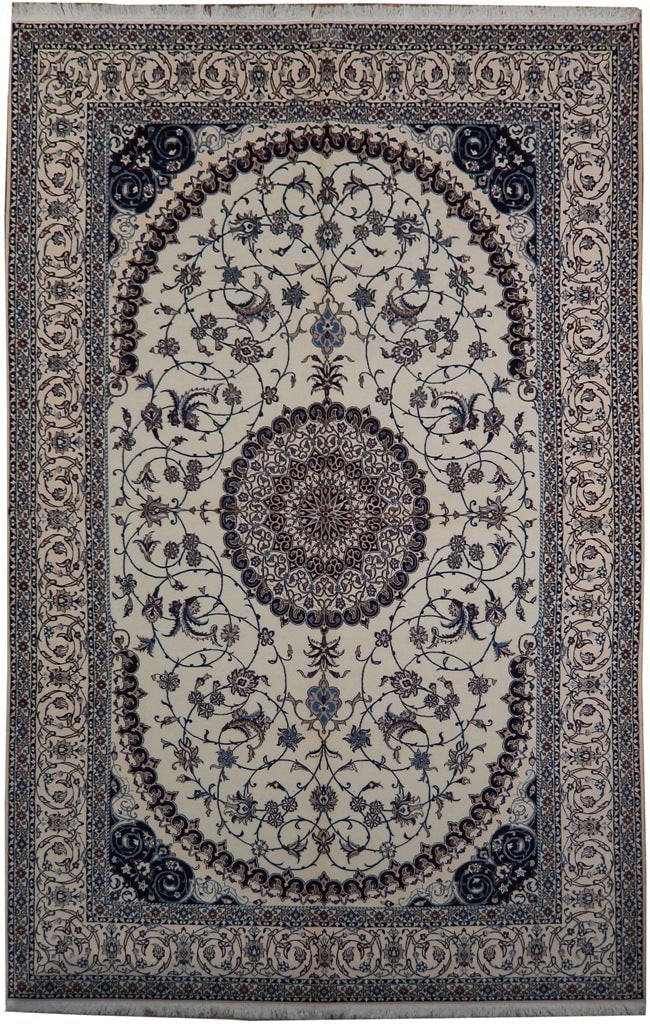 Persian Nain Rug 6.8 x 10 ft Signed Habibian Handmade Wool Silk 500 KPSI 6 LA Iran: Persian Nain Rug 6.8 x 10 ft Signed Habibian Handmade Wool Silk 500 KPSI 6 LA Iran Free continental US Shipping This authentic Persian Nain rug is a high-quality, hand-knotted piece from Nain, Iran, s