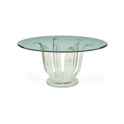 French Lalique Style Cactus Glass Table 63in Top (1 of 2)