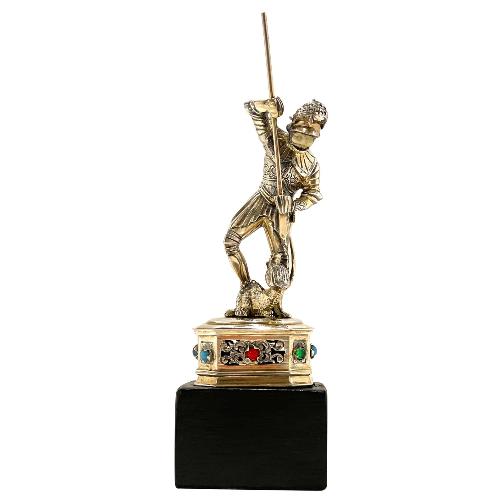 Renaissance Sterling Silver St. George & Dragon Figure 1920s Germany (1 of 18)