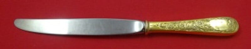 Kirk Old Maryland Engraved Vermeil Sterling Silver 9" Knife: Kirk Old Maryland Engraved Vermeil Sterling Silver 9" Knife This exquisite 9-inch place size knife features the Old Maryland Engraved Vermeil pattern by Kirk, crafted from high-quality sterling silver