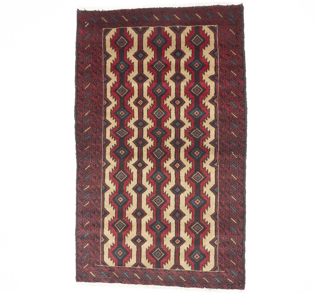 Vintage Hand-Knotted Tribal Wool Rug 3'6 x 5'8 Farmhouse Decor: Vintage Hand-Knotted Tribal Wool Rug 3'6 x 5'8 Farmhouse Decor Enhance your living space with this exquisite vintage hand-knotted Oriental rug, perfect for adding a touch of tribal style to your farmh