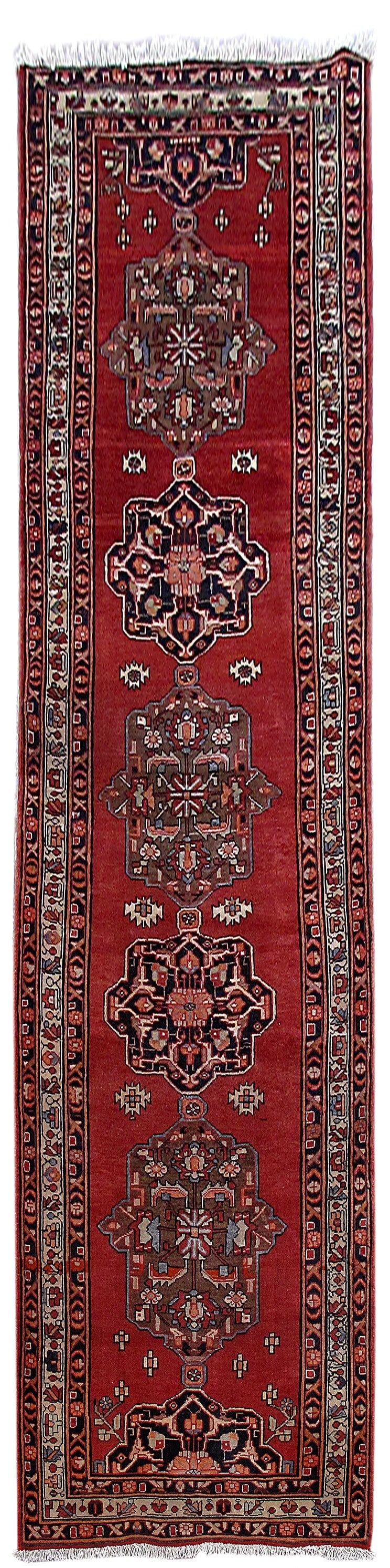 Handcrafted 3'3 x 13'5 Persian Azerbaijan Runner Rug in Dirt Brown: Handcrafted 3'3 x 13'5 Persian Azerbaijan Runner Rug in Dirt Brown Free continental US Shipping Introduce warmth and elegance into your living space with this exquisite Persian Azerbaijan Runner Rug, 