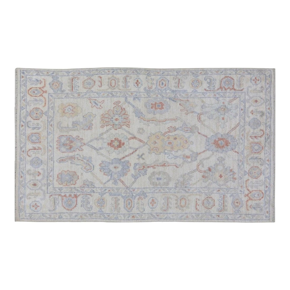 5'x7' Hand-Knotted Wool Oushak Area Rug Turkish Verdigris: 5'x7' Hand-Knotted Wool Oushak Area Rug Turkish Verdigris This Turkish Oushak rug is hand-knotted from wool using traditional craftsmanship, blending timeless artistry with a modern aesthetic. Its sof