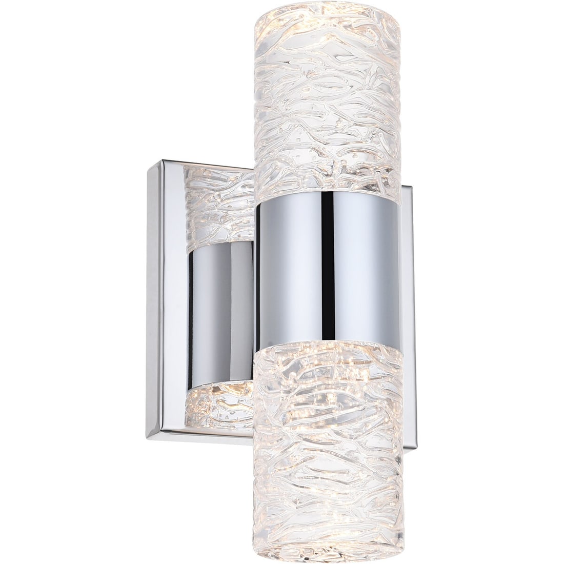 Lighting Vega LED Chrome Crystal Wall Sconce 8.66in: Lighting Vega LED Chrome Crystal Wall Sconce 8.66in Modern crystal wall sconce in a chrome finish with a polished look. It features a glass, metal, and crystal construction, LED lighting technology,
