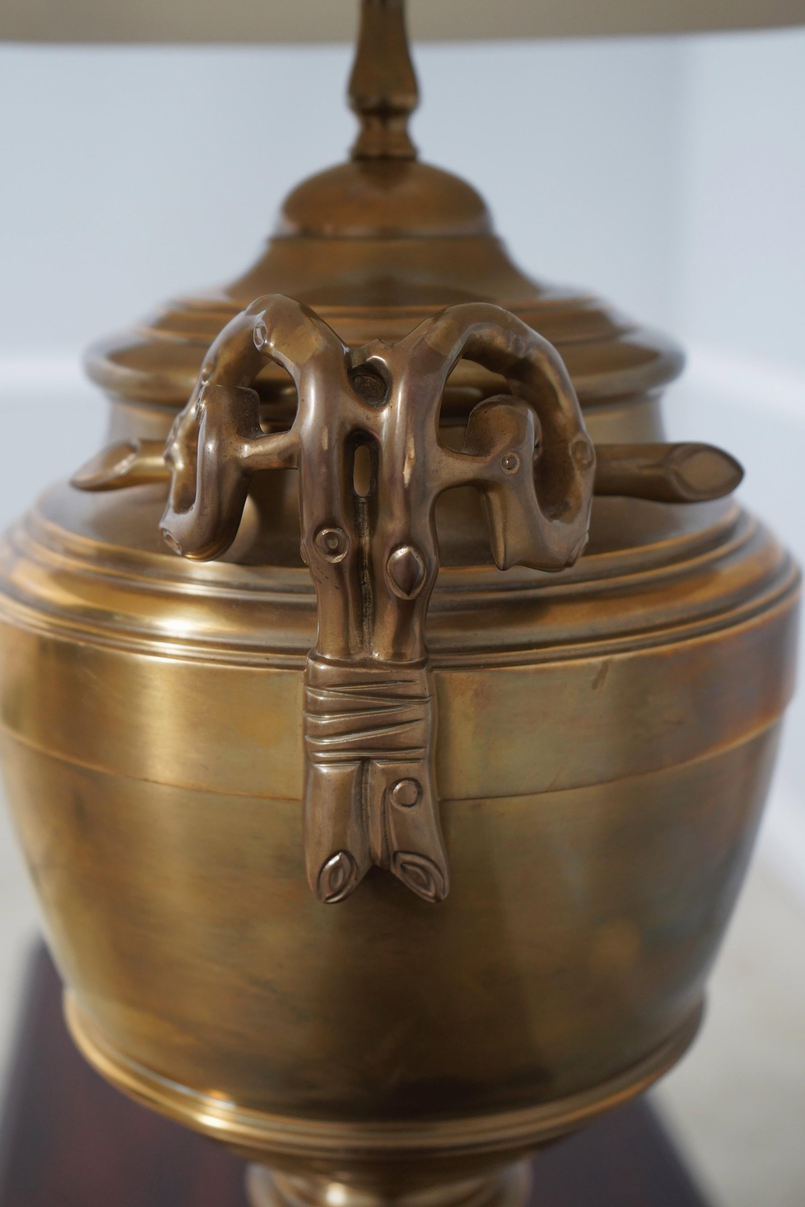 Large Brass Urn Table Lamp Heavy Solid - 5
