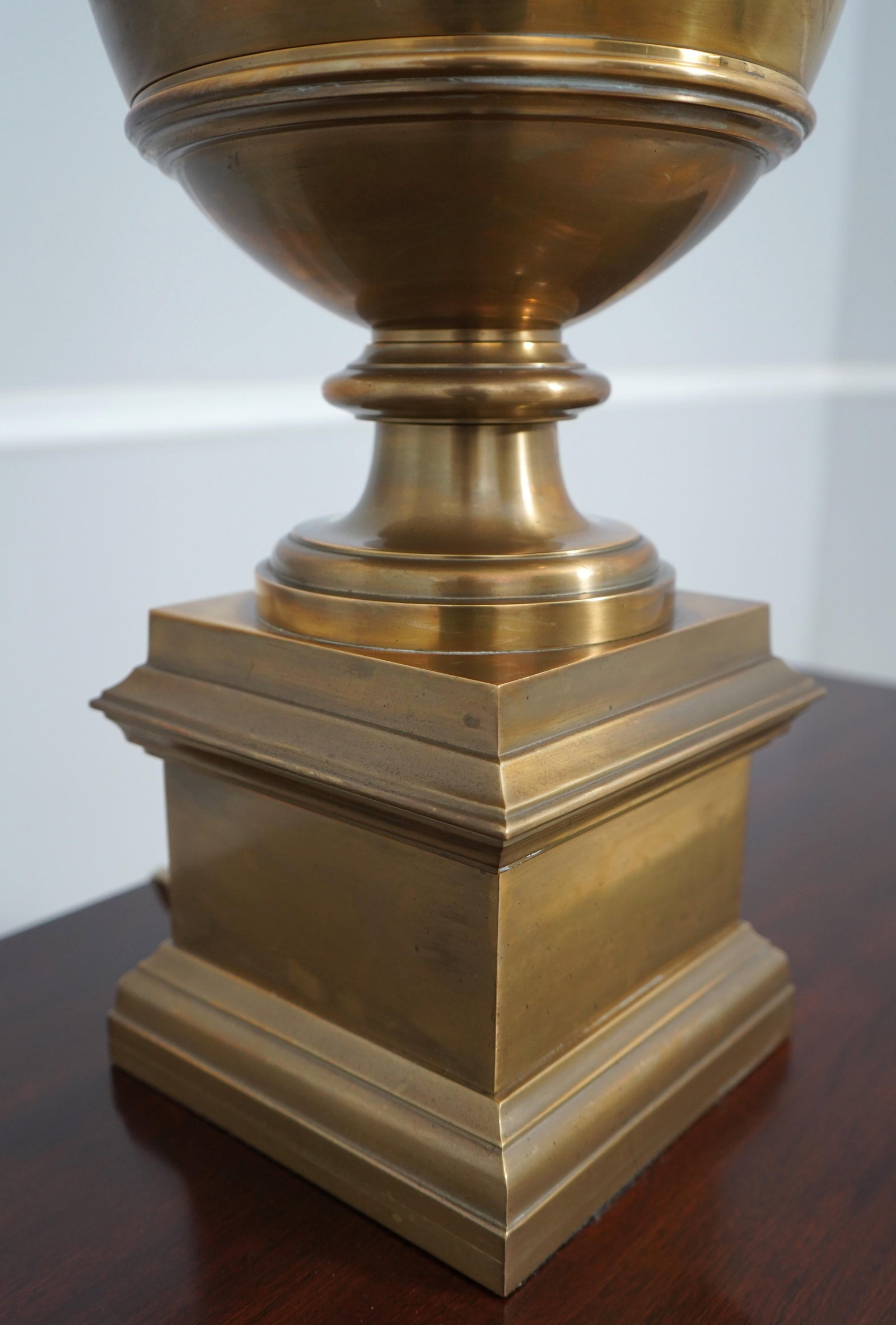 Large Brass Urn Table Lamp Heavy Solid - 6