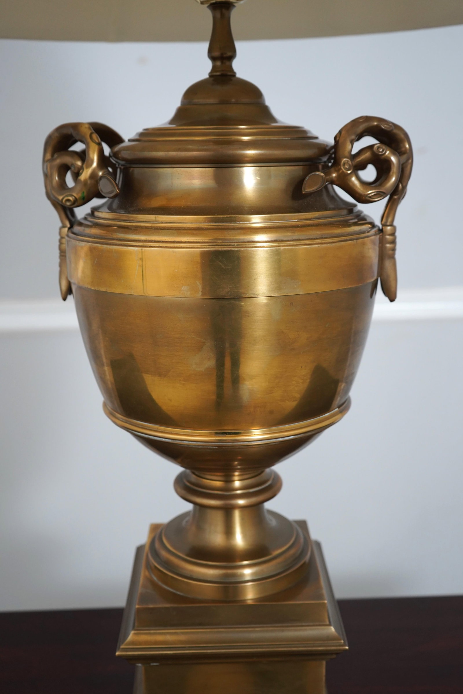 Large Brass Urn Table Lamp Heavy Solid - 7