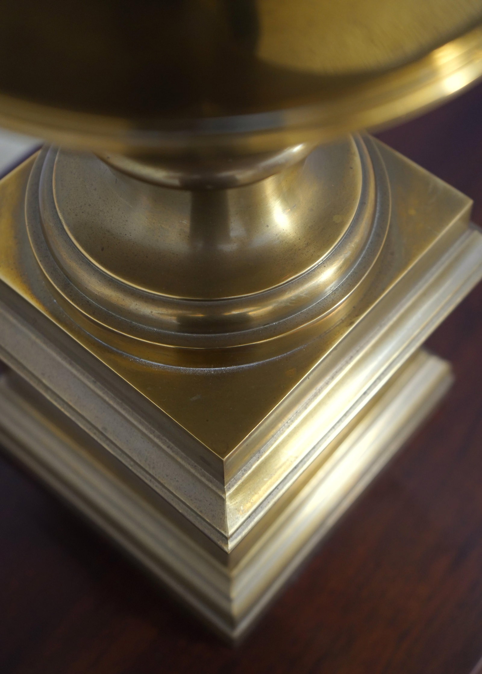 Large Brass Urn Table Lamp Heavy Solid - 8