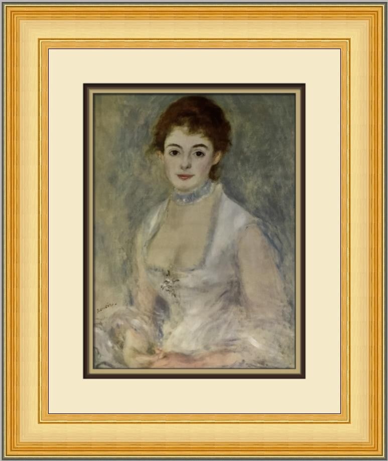 Pierre-Auguste Renoir Mme Henriot Custom Framed Print 20 x 17 Impressionism: Pierre-Auguste Renoir Mme Henriot Custom Framed Print 20 x 17 Impressionism This exquisite custom framed print features Pierre-Auguste Renoir's iconic artwork titled 'Mme Henriot'. Measuring 20 in. by