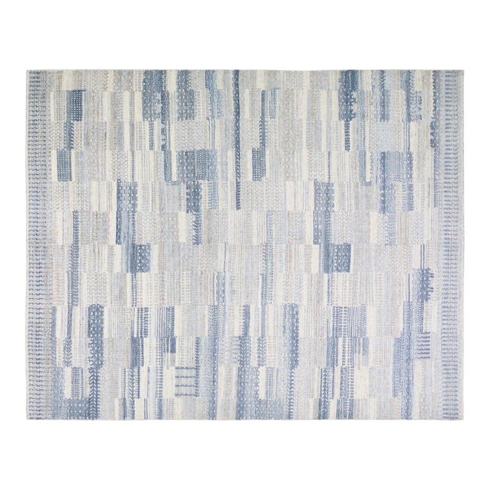 Hand Knotted Wool Area Rug Scandinavian Modern Style 8'x10'2": Hand Knotted Wool Area Rug Scandinavian Modern Style 8'x10'2" This hand-knotted wool rug features a contemporary Scandinavian modern design, crafted using traditional rug-making techniques. The soft, 