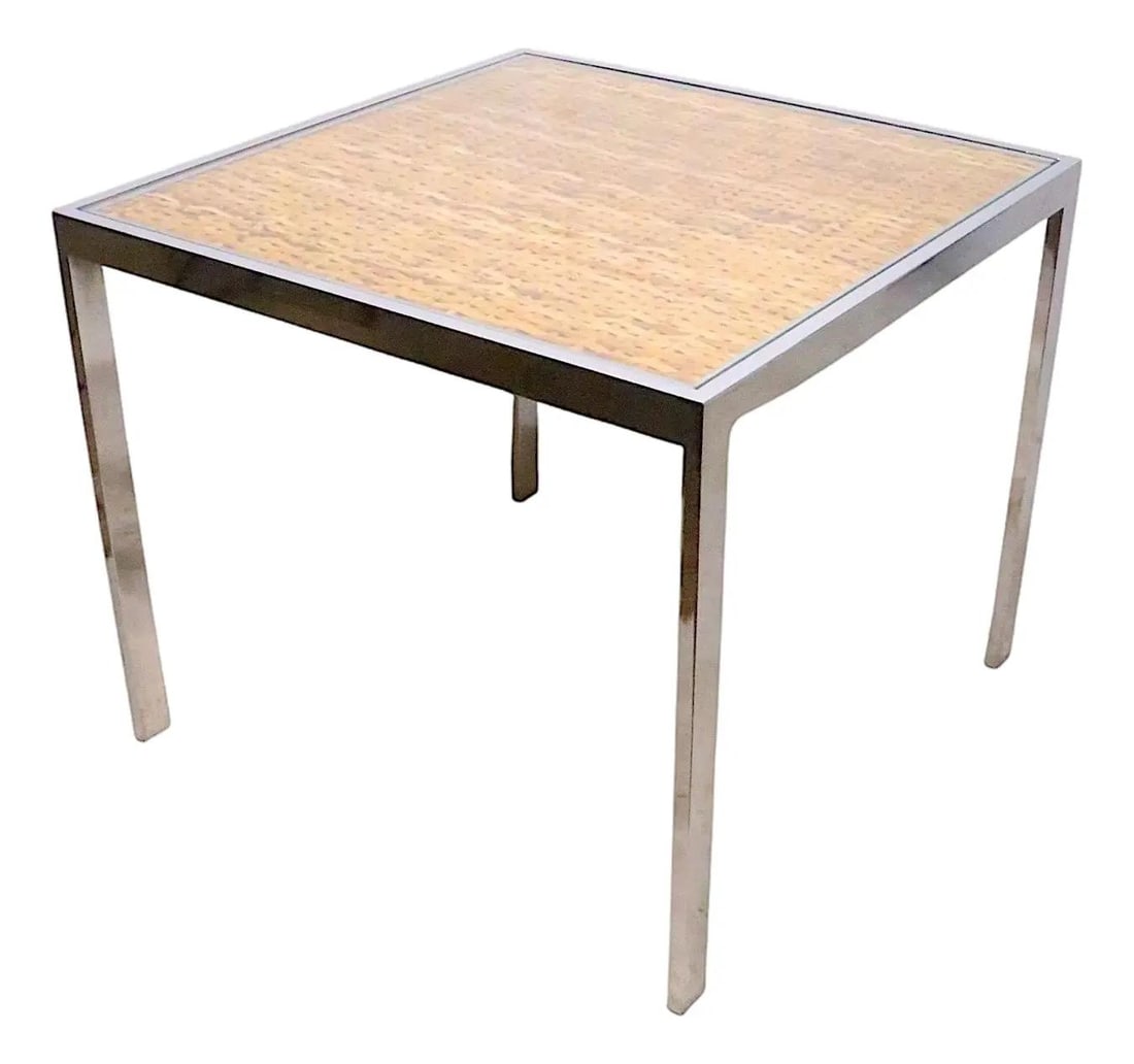 1970s Chrome Wicker Glass End Table 26.0 x 26.0 x 22.0 (1 of 10)