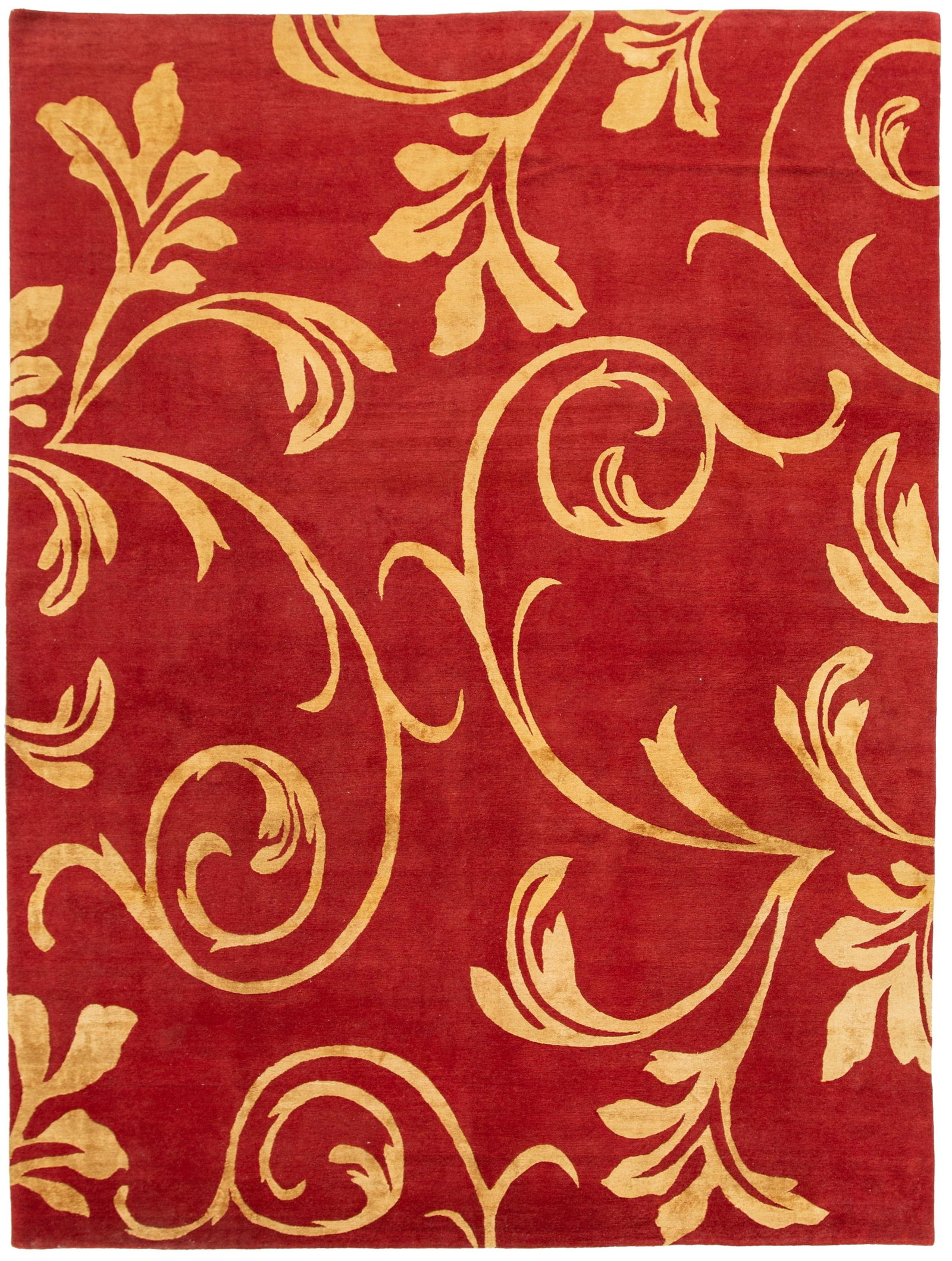 Vibrant Contemporary Nepalese Wool Rug 9' x 12' Floral Design Red: Vibrant Contemporary Nepalese Wool Rug 9' x 12' Floral Design Red Enhance your living space with this stunning Contemporary Nepalese rug, featuring an exquisite all-over floral design. Crafted with fi