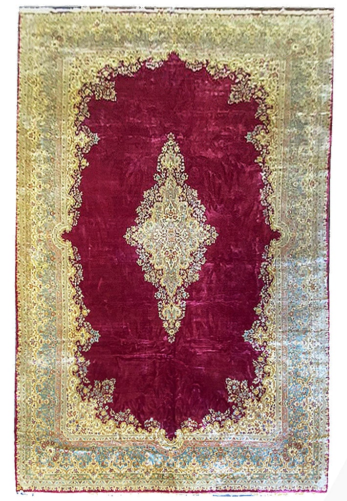 12' x 22' Antique Persian Kerman Rug Burgundy Handmade Wool (1 of 7)