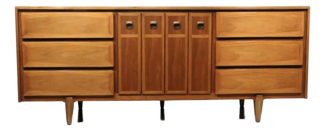 Mid Century Wood Low Dresser with Nine Drawers by American of Martinsville (1 of 10)