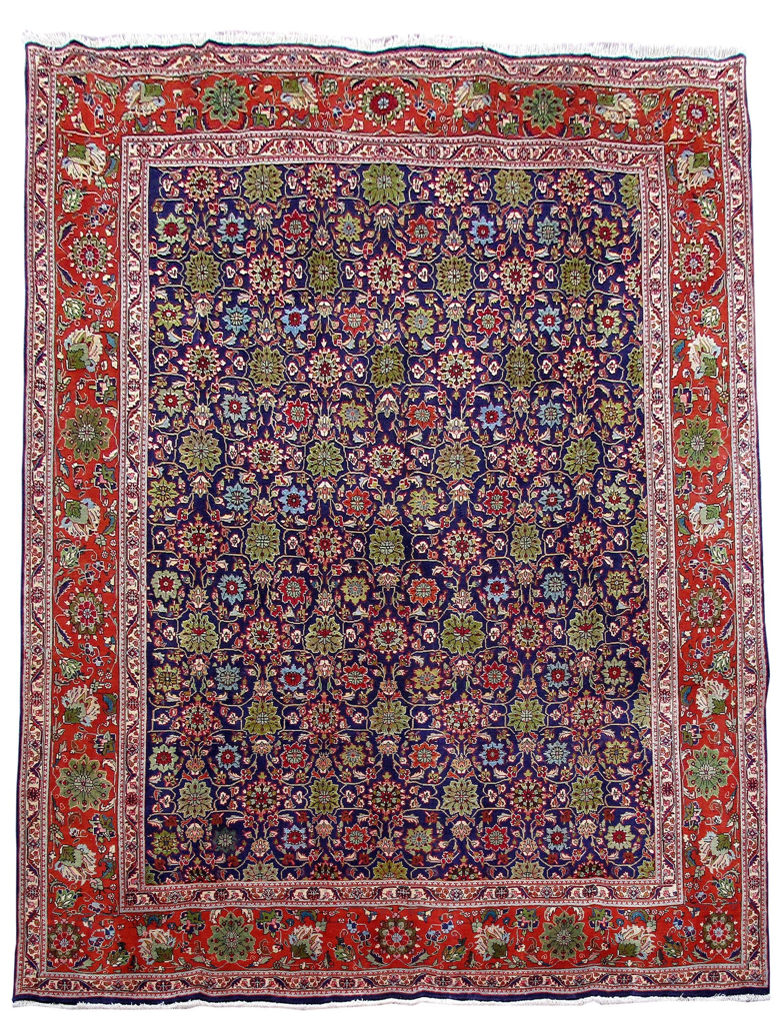 Navy Blue Handmade Persian Tabriz Rug 9.8 x 12.8 Premium Wool (1 of 6)