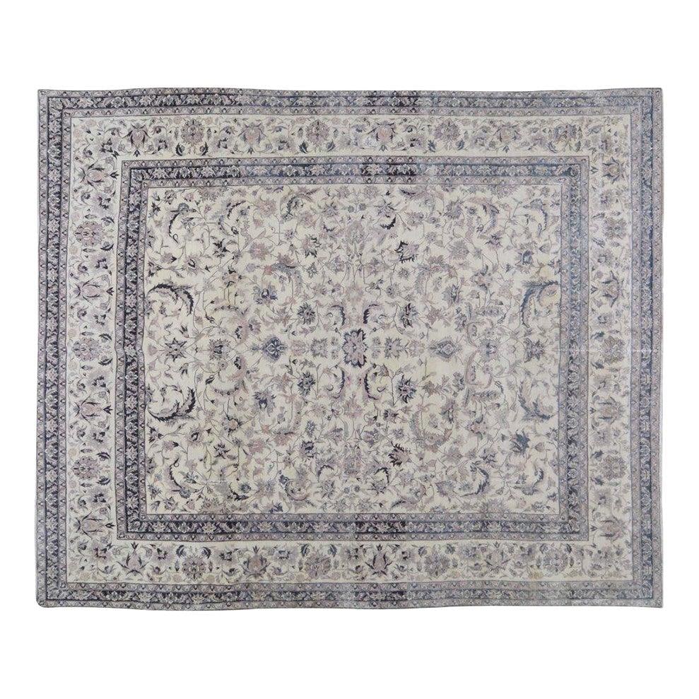 Hand-Knotted Anatolian Wool Rug in Slate Gray 7'9'' x 9'8'': Hand-Knotted Anatolian Wool Rug in Slate Gray 7'9'' x 9'8'' This vintage Turkish Anatolian rug is hand-knotted from wool using traditional rug-making techniques. Its slate gray color and rich texture 