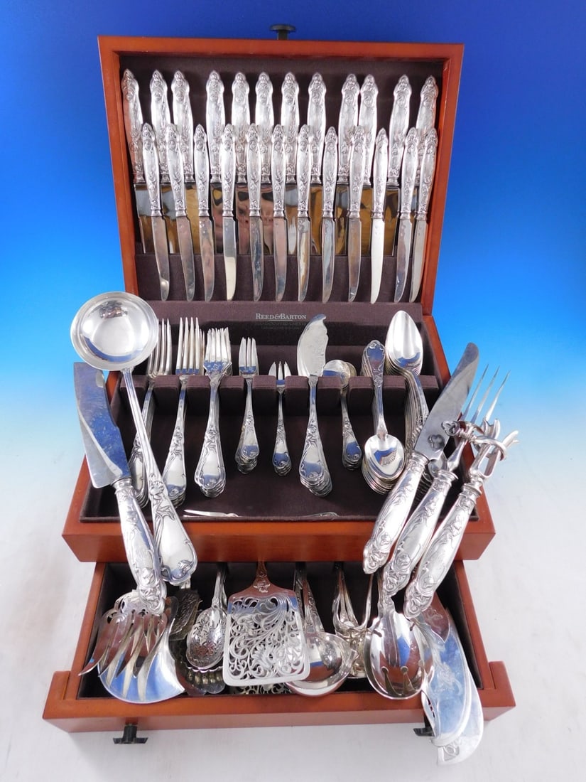 135 Piece French 950 Silver Flatware Set Boulenger Tulipe (1 of 16)