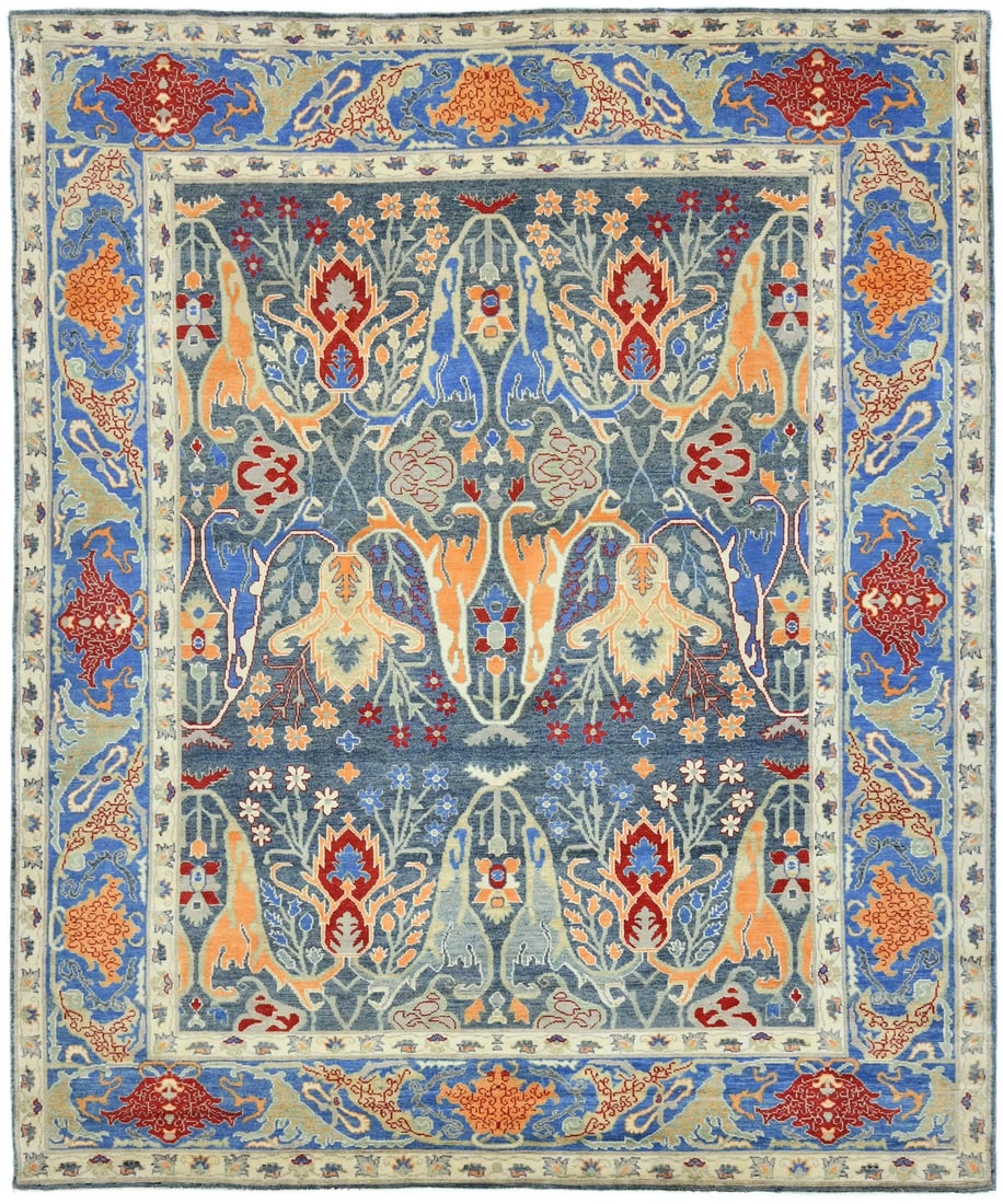 Hand-Knotted Floral Oriental Rug 8'1 x 9'11 Wool Modern Design: Hand-Knotted Floral Oriental Rug 8'1 x 9'11 Wool Modern Design Enhance your living space with this exquisite hand-knotted oriental rug featuring a floral transitional design. Perfect for any room, thi