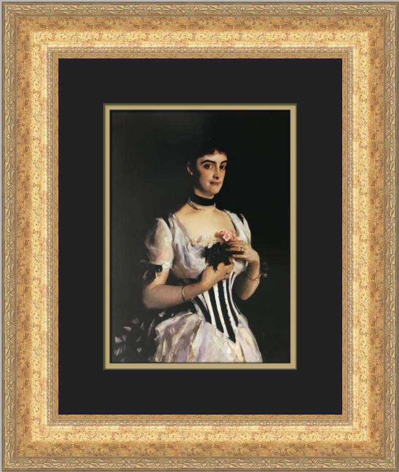 John Singer Sargent Mrs Wilson Phipp Custom Framed Art Print 19x16: John Singer Sargent Mrs Wilson Phipp Custom Framed Art Print 19x16 This custom framed print features John Singer Sargent's artwork titled 'Mrs. Wilson Phipp.' The medium-sized piece is a vibrant expre