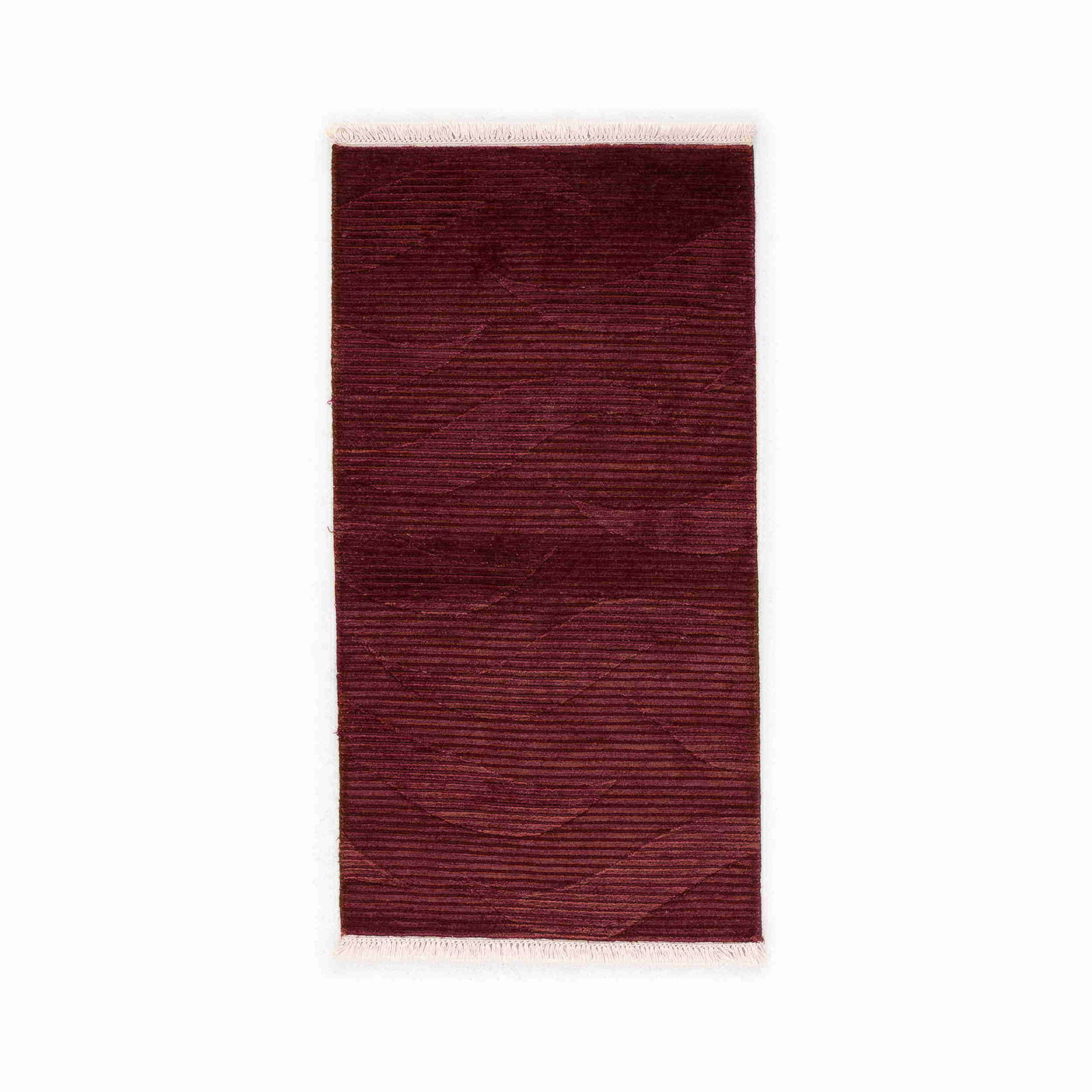 Authentic Handmade Modern Wool on Cotton Carpet 31.5 x 59.4: Authentic Handmade Modern Wool on Cotton Carpet 31.5 x 59.4 Experience the elegance of this authentic handmade modern carpet, crafted with a luxurious wool on cotton blend. With double knots weaving, 