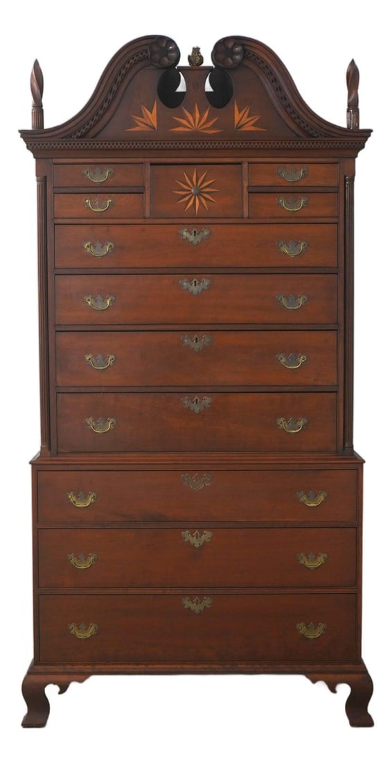 Cherry chest on chest highboy 47w x 22.5d x 91h c1780-1800: Cherry chest on chest highboy 47w x 22.5d x 91h c1780-1800 An antique late 18th century cherry chest on chest highboy, dating circa 1780-1800. This two-piece cabinet features fine carved details, nice