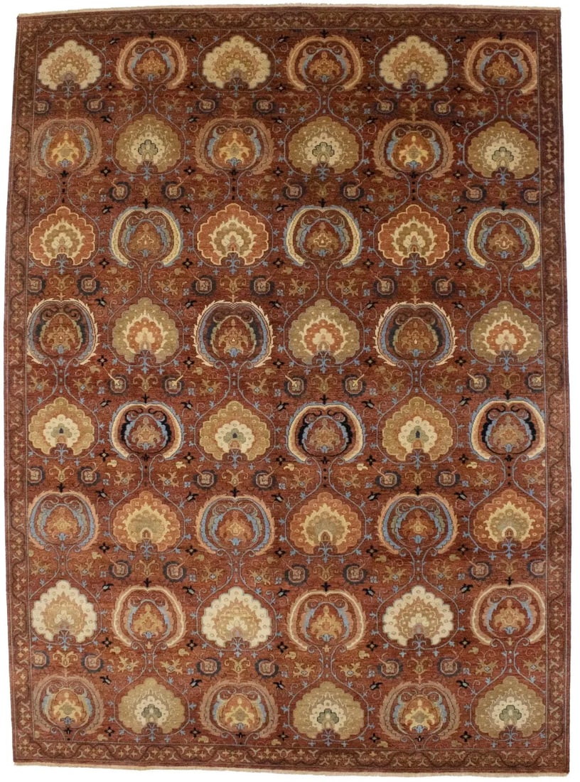 Handmade Floral Oriental Wool Rug 9'2 x 12'6 Modern Peshawar Design: Handmade Floral Oriental Wool Rug 9'2 x 12'6 Modern Peshawar Design Elevate your living space with this exquisite Handmade Osh Chobi Peshawar Floral Oriental Rug. This stunning wool carpet features a 