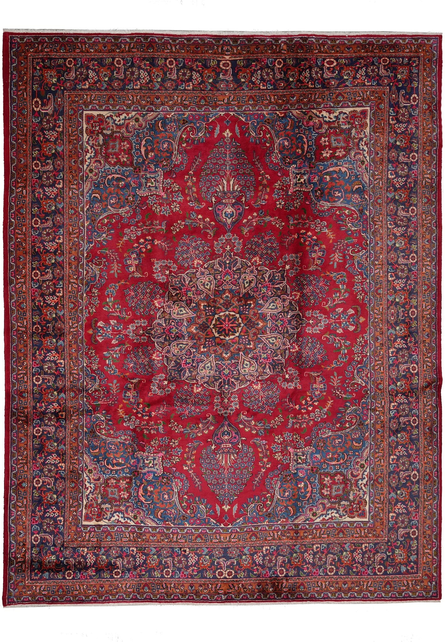 9.8 x 12.4 Persian Mashad Sabzevar Hand Knotted Wool Rug (1 of 13)