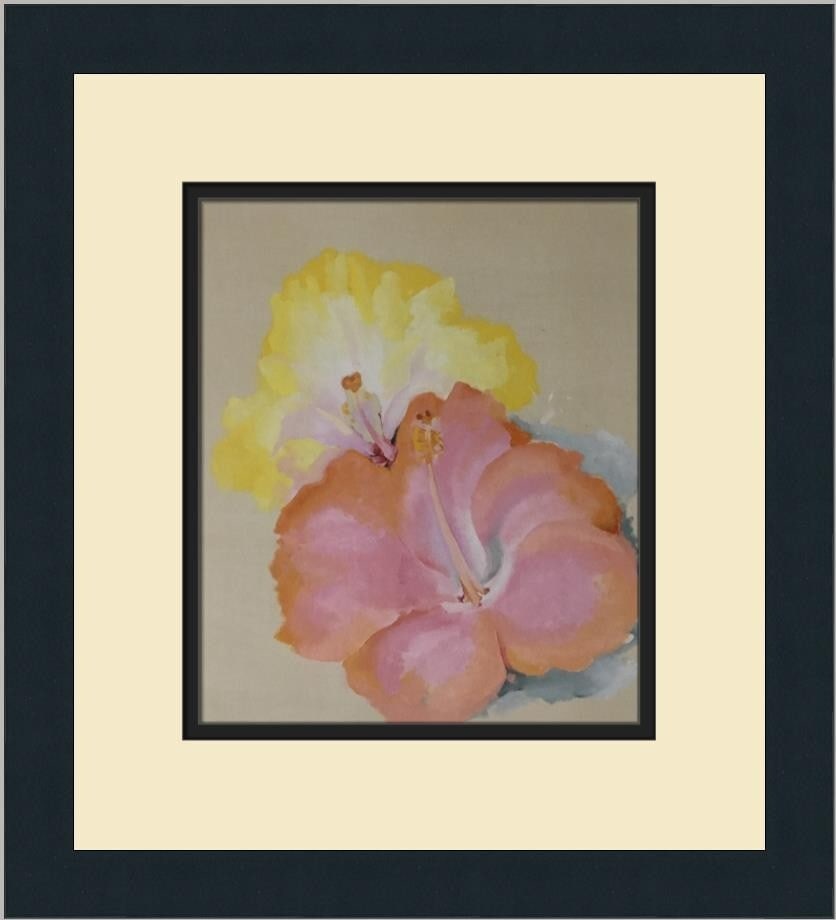 Georgia O'Keeffe Hibiscus Modern Framed Print 14 x 13 1995: Georgia O'Keeffe Hibiscus Modern Framed Print 14 x 13 1995 This exquisite custom framed print features the stunning artwork titled "Hibiscus" by renowned artist Georgia O'Keeffe. Measuring 14 inches i
