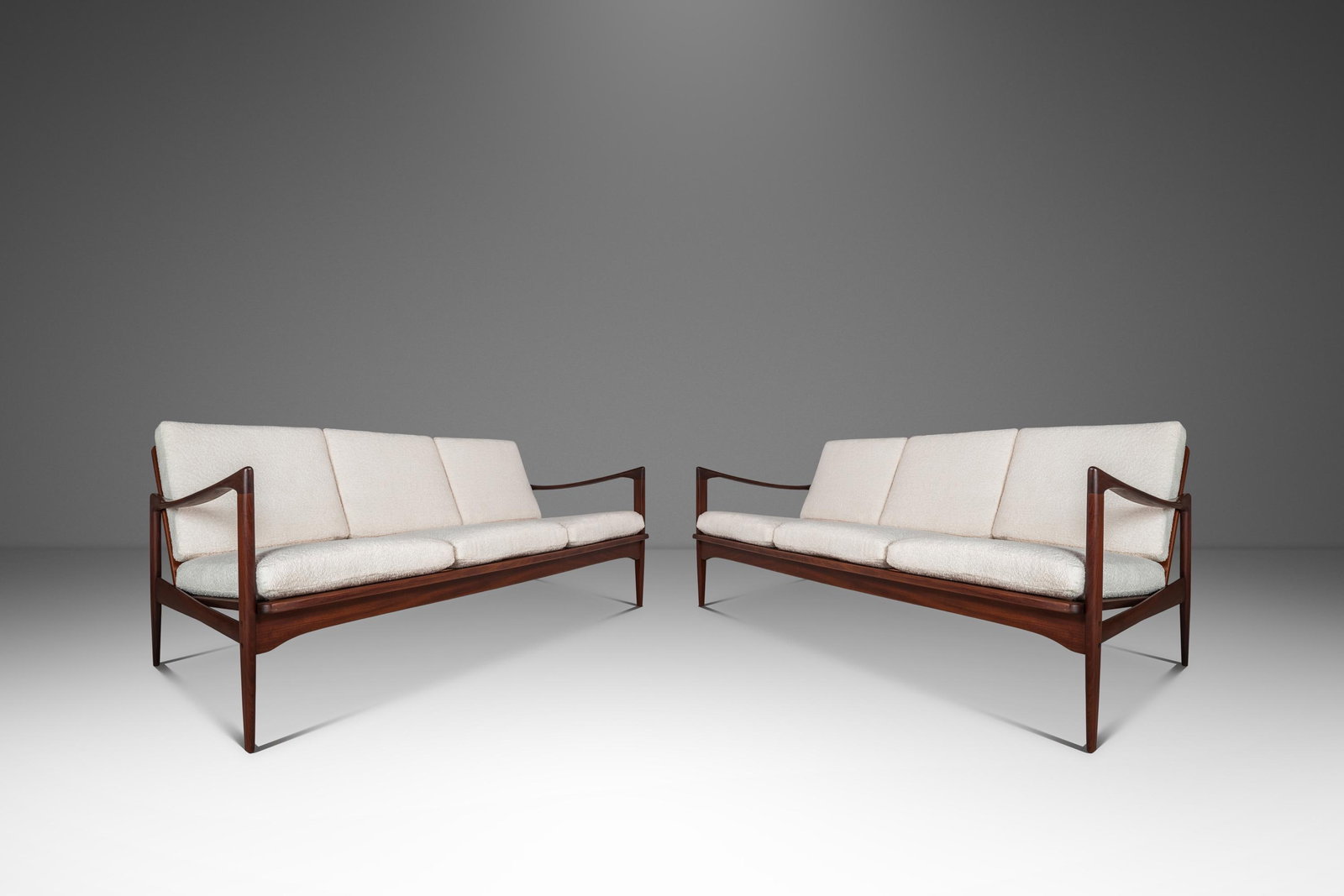 Pair of teak 3-seat Kandidaten sofas by Ib Kofod-Larsen Olof Person (1 of 18)