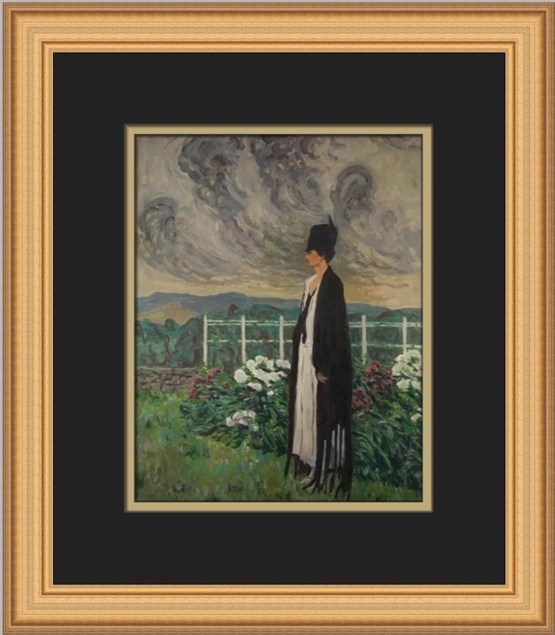 Custom Framed Allen Tucker Woman In A Garden Open Edition Print: Custom Framed Allen Tucker Woman In A Garden Open Edition Print This is a custom framed open edition print titled Woman In A Garden by Allen Tucker. It is a single-piece, medium-sized offset lithograp