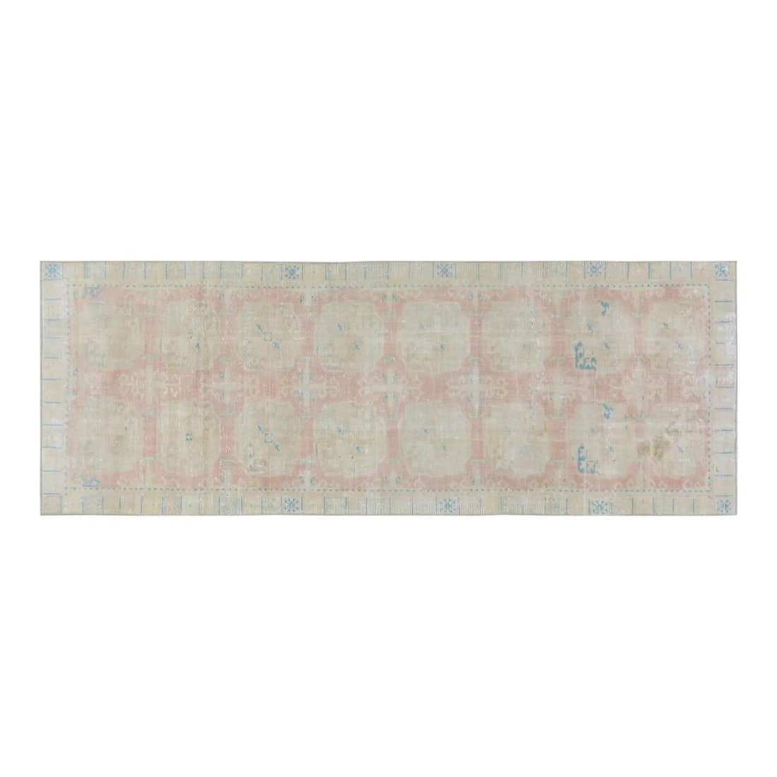 Handmade Wool Anatolian Runner Rug 3'x8'5" Traditional Turkish Design: Handmade Wool Anatolian Runner Rug 3'x8'5" Traditional Turkish Design This vintage Turkish Anatolian rug is hand-knotted from wool using traditional techniques, blending classic craftsmanship with a m