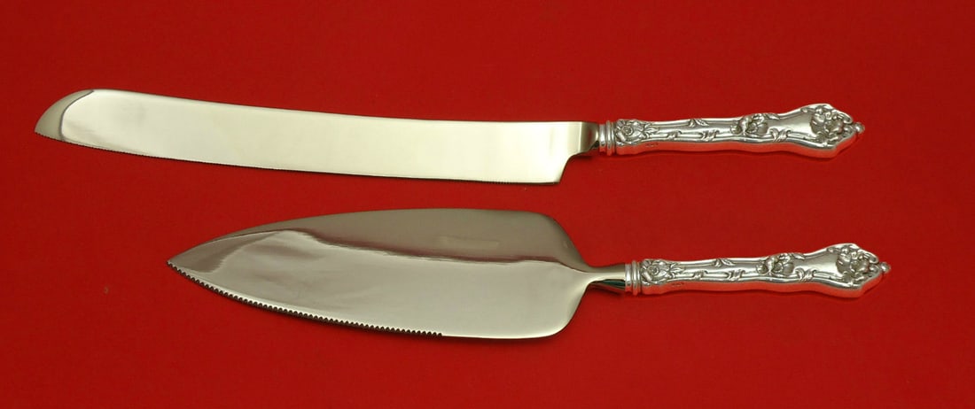 Reed and Barton Intaglio 2 Piece Sterling Silver Wedding Cake Knife Server Set (1 of 1)