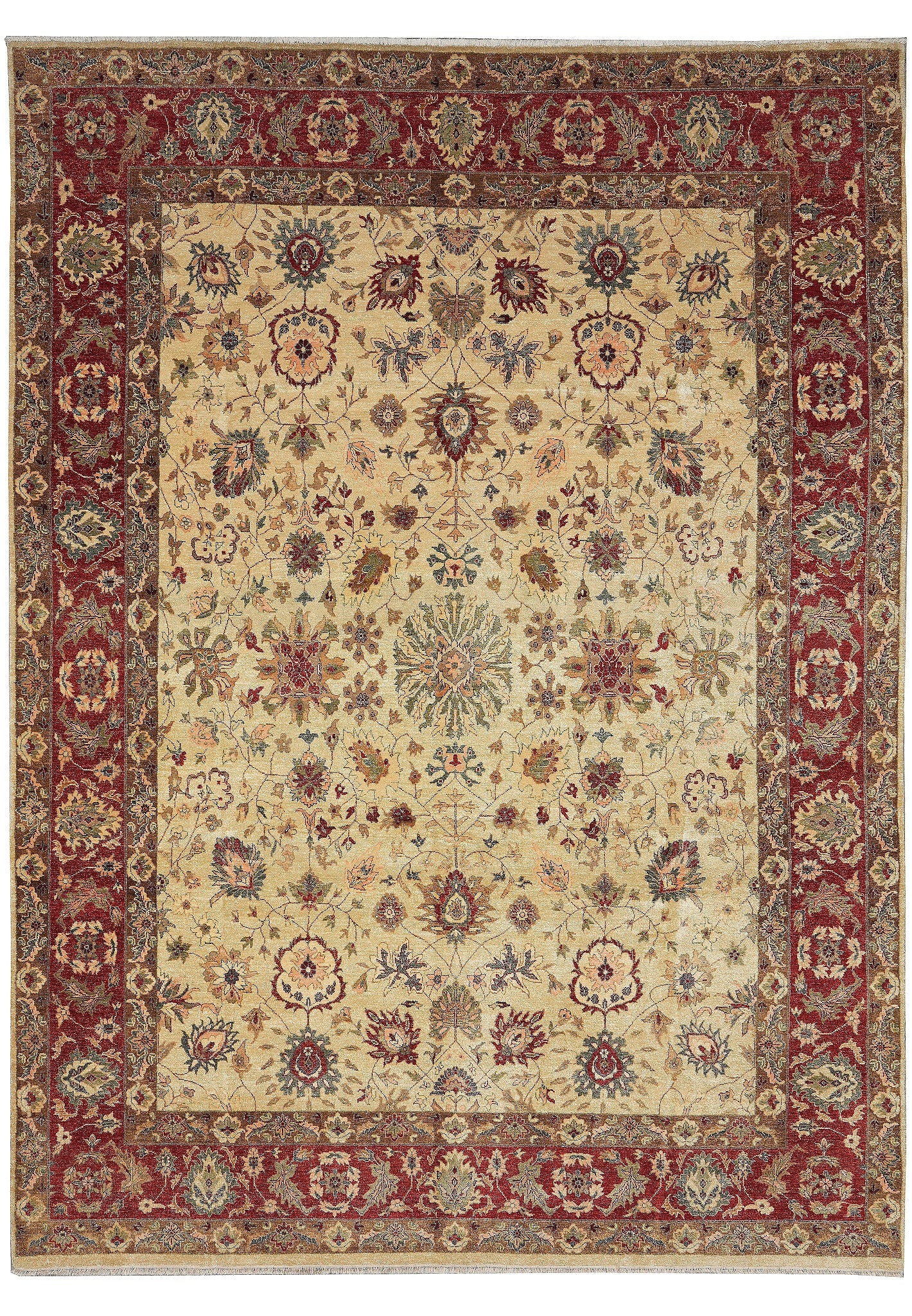 8 x 11.9 Handmade Agra Rug Natural Wool Vegetable Dyed Traditional Design (1 of 13)