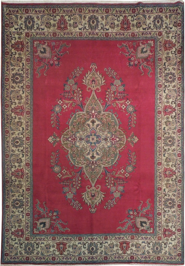 7' 10" x 11' Handcrafted Persian Kerman DZ Tabriz Rug: 7' 10" x 11' Handcrafted Persian Kerman DZ Tabriz Rug Free continental US Shipping This semi-antique Persian Kerman DZ Tabriz rug is a stunning embodiment of traditional craftsmanship, handcrafted by 